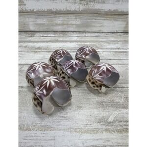 Napkin Rings-Cowrie Shell-Beautifully Hand Carved Floral Design Set Of 6